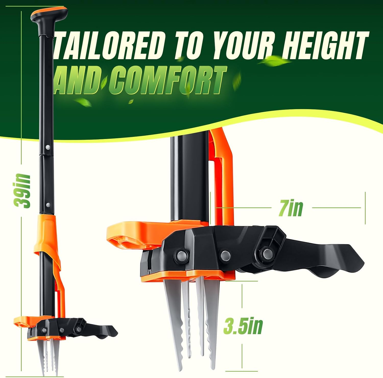 Weed Puller Tool - Stand Up Weed Puller with 4-Claw Steel Head, 39" Retractable Handle & Easy-Eject Mechanism for Dandelions, Clover & More, No Bending or Kneeling - Orange
