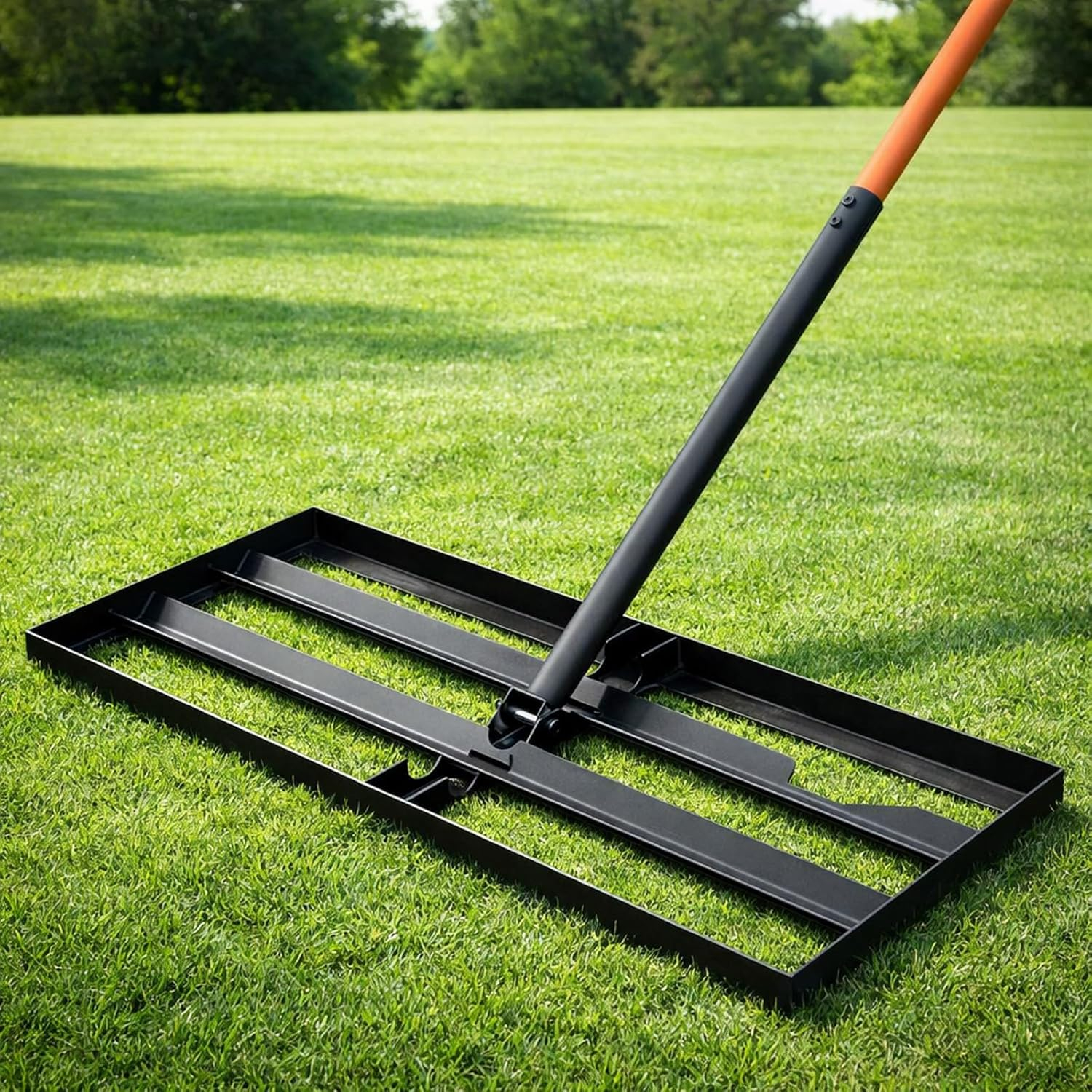 Lawn Leveling Rake, 30"x10" Leveling Rake with 78 Inch Adjustable Handle, Stainless Steel, for Backyard, Garden, Golf Course, Farm ＆ Pasture, Professional Lawn Care Tool - Orange