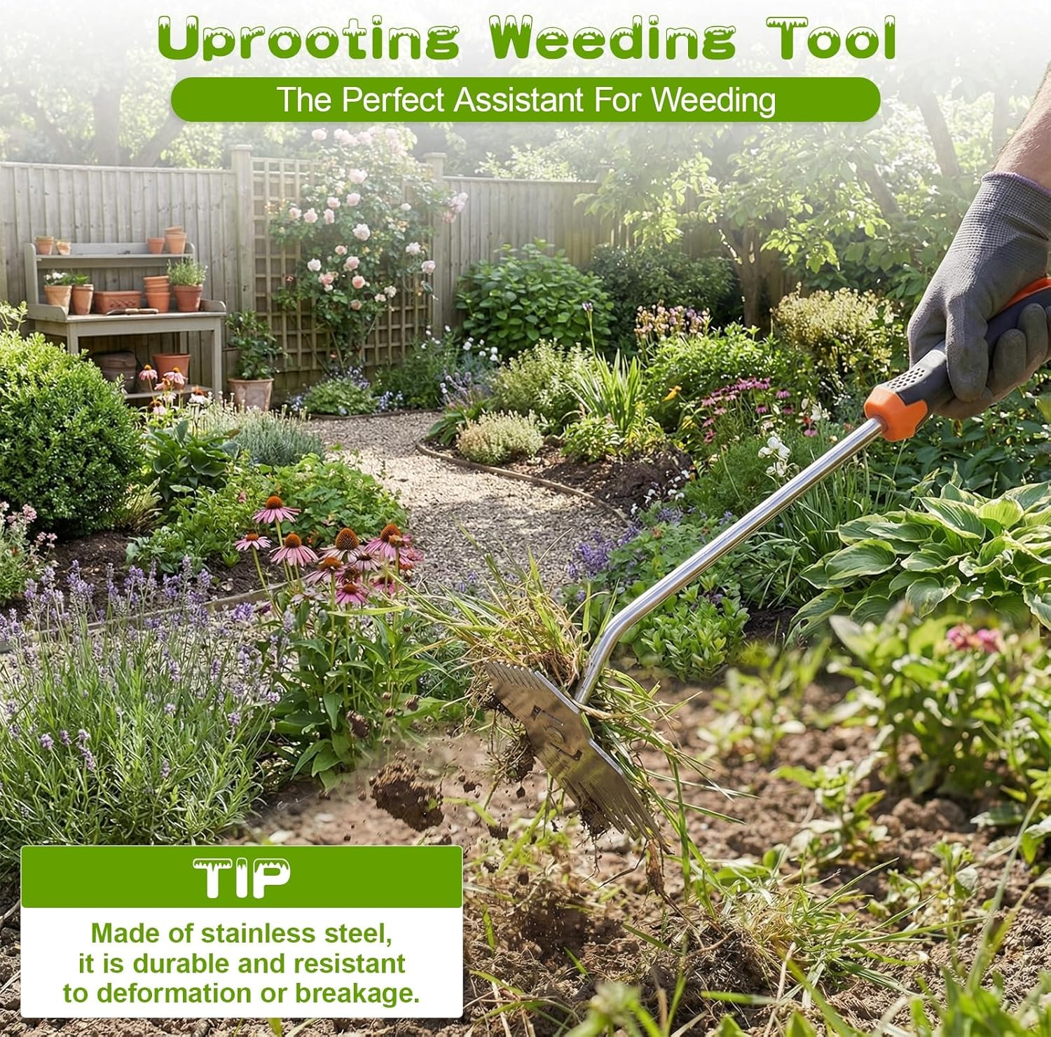 Garden Weed Tool,2026 Portable Weeding Tool,Stainless Steel Hand Weeder Tool,Adopt Anti slip Rubber handle,conforms to ergonomic curves,Suitable For Vegetable Cultivation And Horticulture on Farms