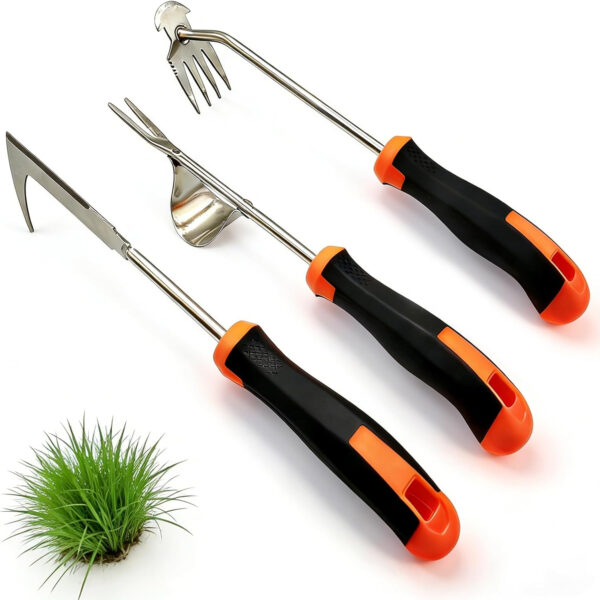 2026 Weed Puller Tool, 3-Piece Garden Weeder Tool Set, Weed Remover Tool, 4-Tine Uprooting Puller & Crevice Weeder, Portable Weeding Artifact for Backyard, Vegetable Garden & Farm