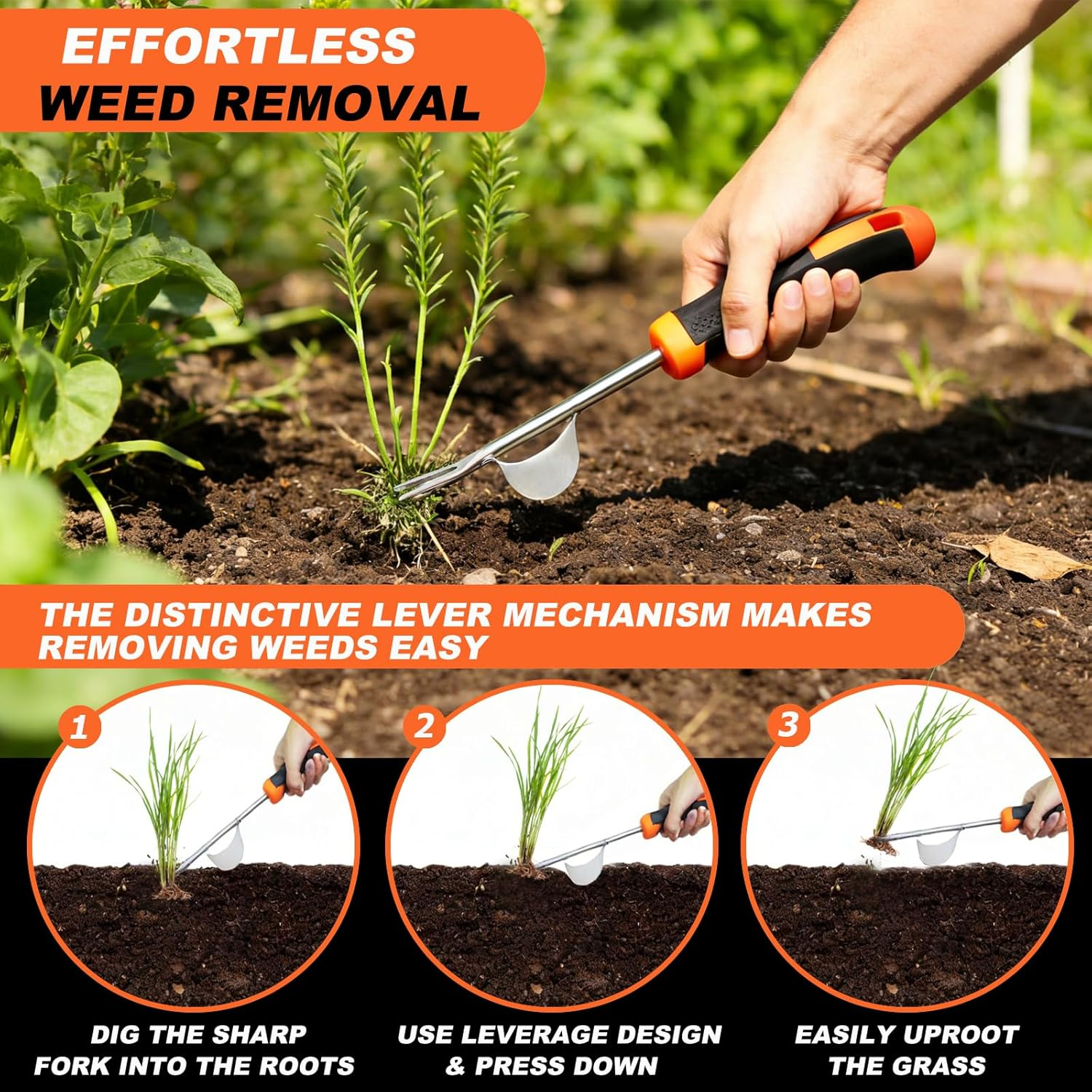 69ecdd7a3524f536ef96ef6f9e8153ae35c4190923551c729af87.jpg 2026 Weed Puller Tool, 3-Piece Garden Weeder Tool Set, Weed Remover Tool, 4-Tine Uprooting Puller & Crevice Weeder, Portable Weeding Artifact for Backyard, Vegetable Garden & Farm