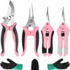 3 Pack Garden Pruning Shears Stainless Steel Blades Handheld Pruners Set with Gardening Gloves