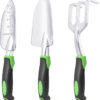 Garden Tools Set, 3 Pack Heavy Duty Gardening Tools Set Include Garden Shovel, Transplant Trowel and Hand Rake with Ergonomic Non-Slip Handle, Aluminum Alloy Lawn and Garden Hand Tools for Planting