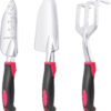 Garden Tools Set, 3 Pack Heavy Duty Gardening Tools Set Include Garden Shovel, Transplant Trowel and Hand Rake with Ergonomic Non-Slip Handle, Aluminum Alloy Lawn and Garden Hand Tools for Planting