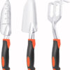 Garden Tools Set, 3 Pack Heavy Duty Gardening Tools Set Include Garden Shovel, Transplant Trowel and Hand Rake with Ergonomic Non-Slip Handle, Aluminum Alloy Lawn and Garden Hand Tools for Planting