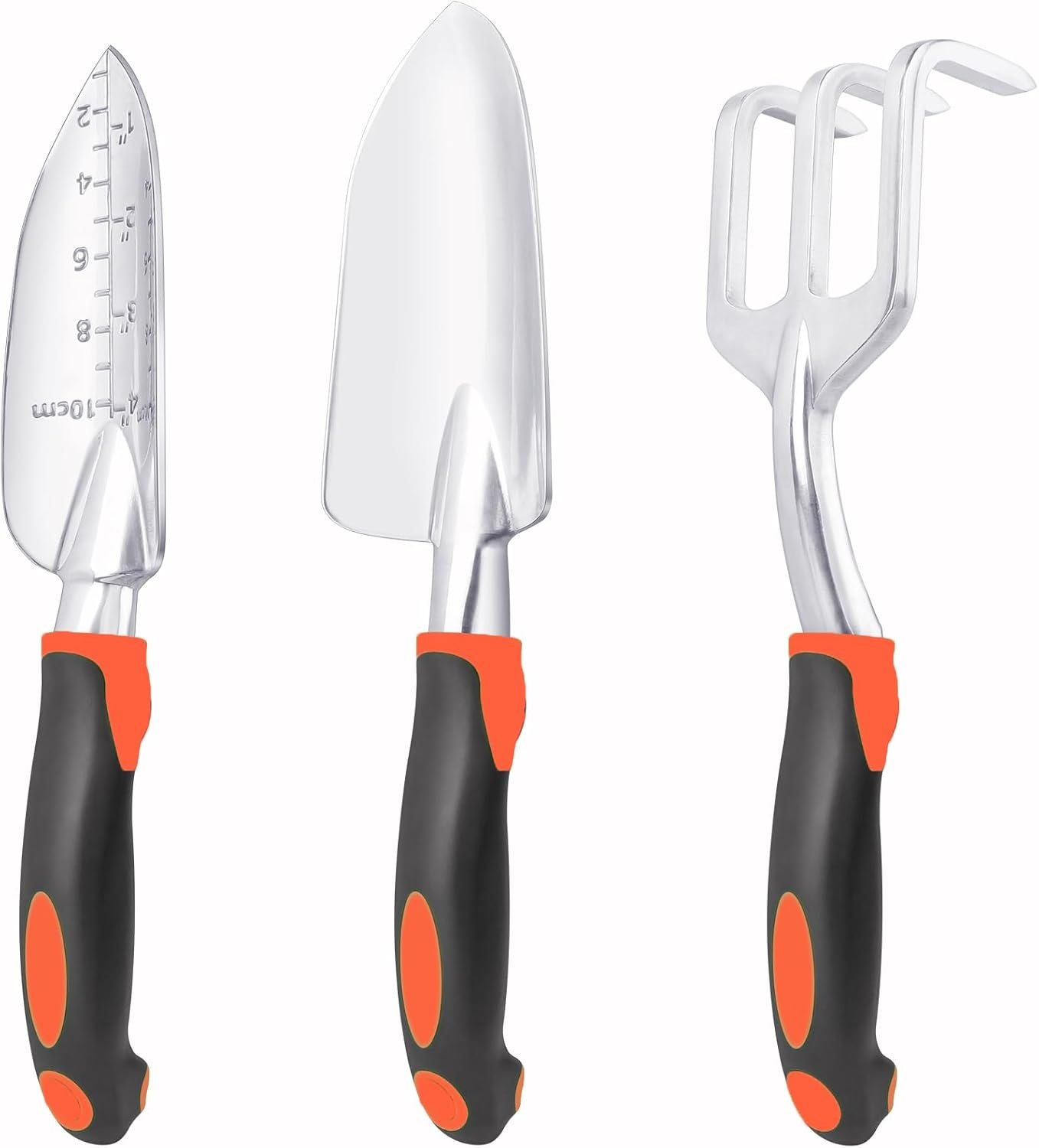Garden Tools Set, 3 Pack Heavy Duty Gardening Tools Set Include Garden Shovel, Transplant Trowel and Hand Rake with Ergonomic Non-Slip Handle, Aluminum Alloy Lawn and Garden Hand Tools for Planting