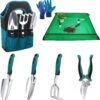Garden Tools Set, 8 Piece Gardening Tools Set with Non Slip Ergonomic Handle, Heavy Duty Garden Tool Set with Storage Bag, Gardening Kit for Women, Garden Hand Tools Gift for Women and Men, Orange