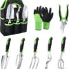 Garden Tools Set, 8 Piece Gardening Tools Set with Non Slip Ergonomic Handle, Heavy Duty Garden Tool Set with Storage Bag, Gardening Kit for Women, Garden Hand Tools Gift for Women and Men, Orange
