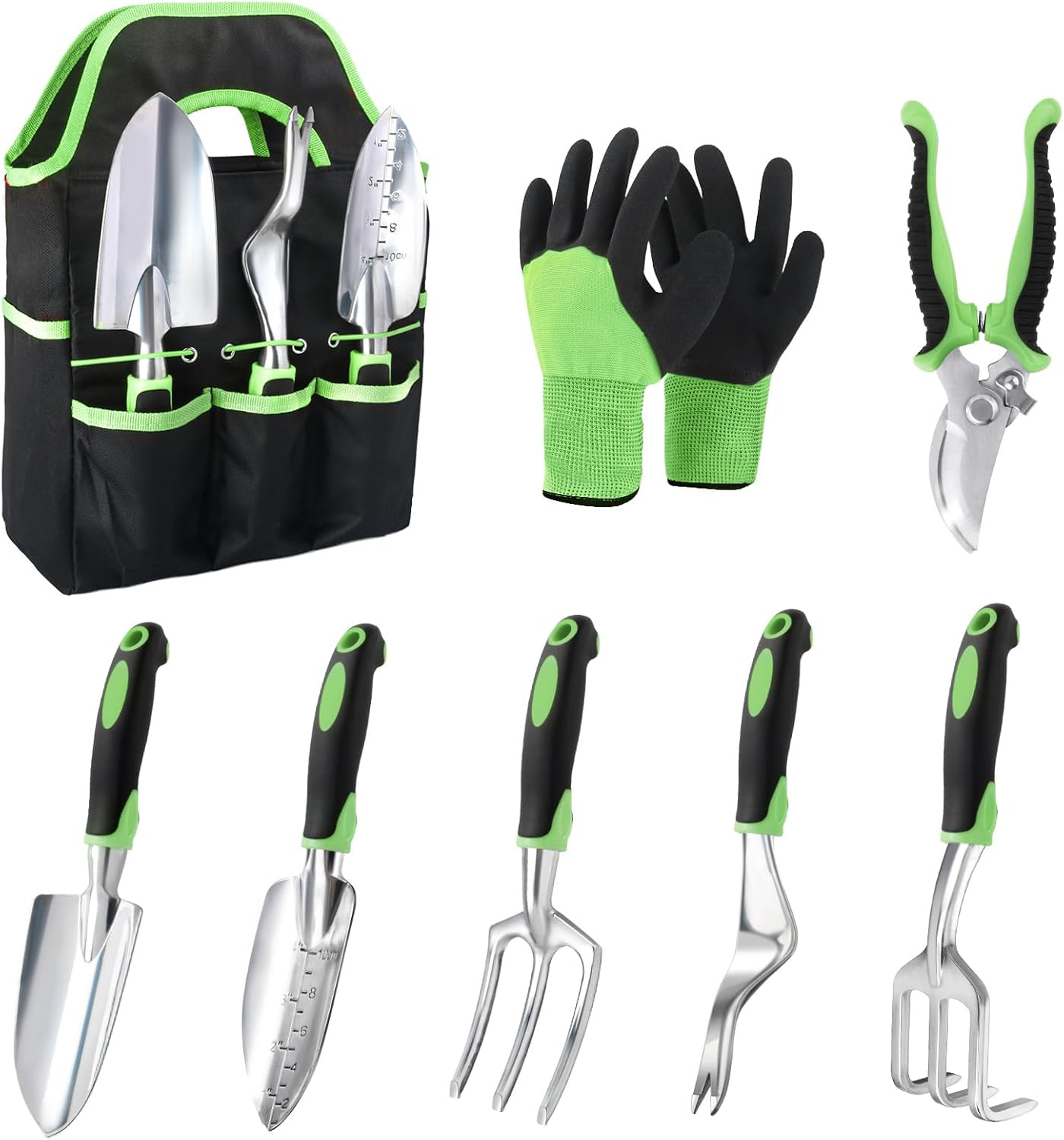 Garden Tools Set, 8 Piece Gardening Tools Set with Non Slip Ergonomic Handle, Heavy Duty Garden Tool Set with Storage Bag, Gardening Kit for Women, Garden Hand Tools Gift for Women and Men, Orange