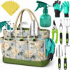 Heavy Duty Gardening Tools - Gardening Gifts for Women, Men, Mom, Dad - Durable, Ergonomic Garden Tools Set (Green)