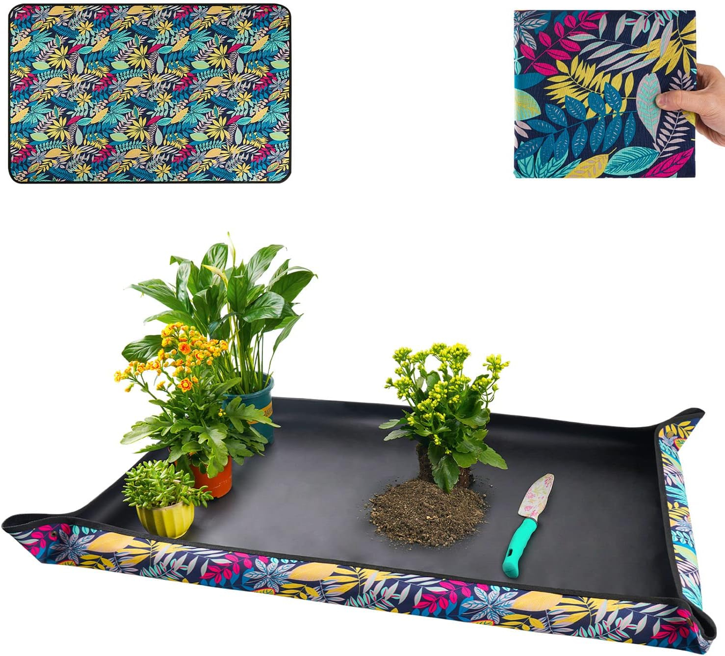 Repotting Mat for Indoor Plant Transplanting Control Mess, 26.8"X26.8" Waterproof Succulent Potting Mat Square Planting Tray Soil Change Mat Gardening Gifts for Plant Lovers