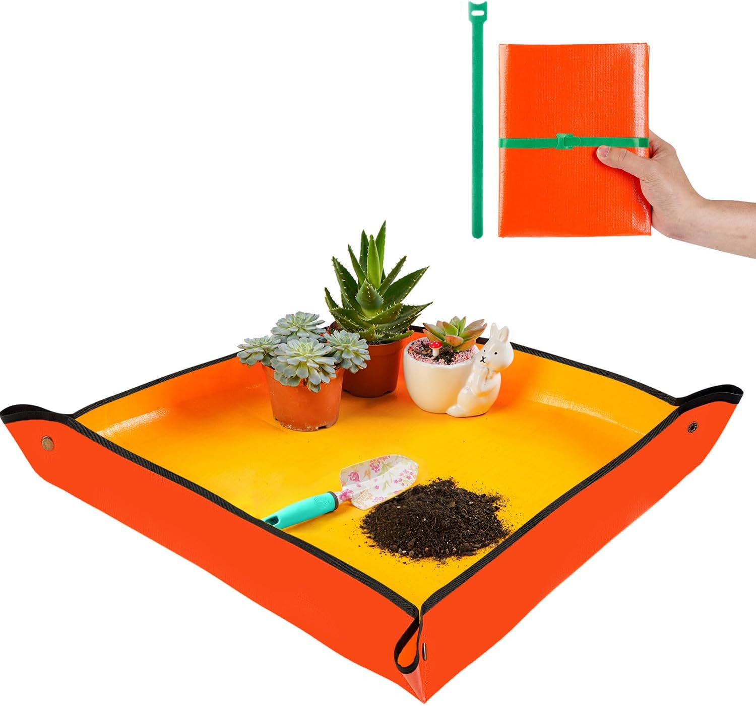 Repotting Mat for Indoor Plant Transplanting Control Mess, 26.8"X26.8" Waterproof Succulent Potting Mat Square Planting Tray Soil Change Mat Gardening Gifts for Plant Lovers
