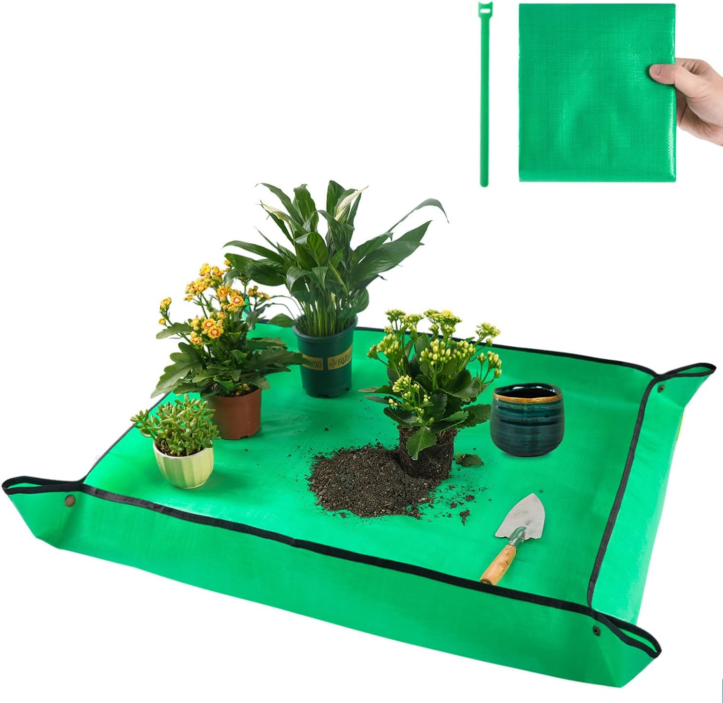 Repotting Mat for Indoor Plant Transplanting Control Mess, 26.8"X26.8" Waterproof Succulent Potting Mat Square Planting Tray Soil Change Mat Gardening Gifts for Plant Lovers