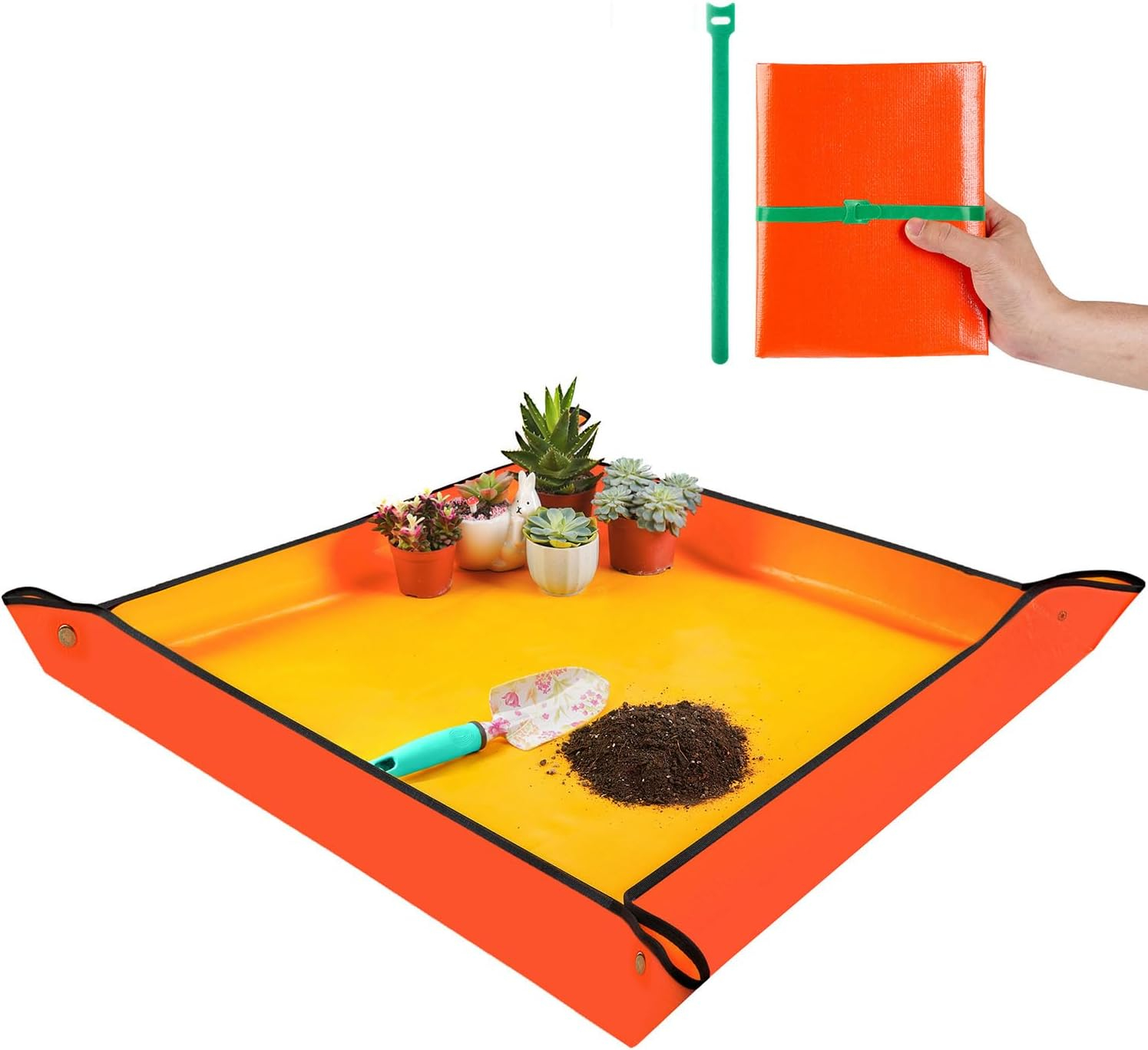 Repotting Mat for Indoor Plant Transplanting Control Mess, 26.8"X26.8" Waterproof Succulent Potting Mat Square Planting Tray Soil Change Mat Gardening Gifts for Plant Lovers