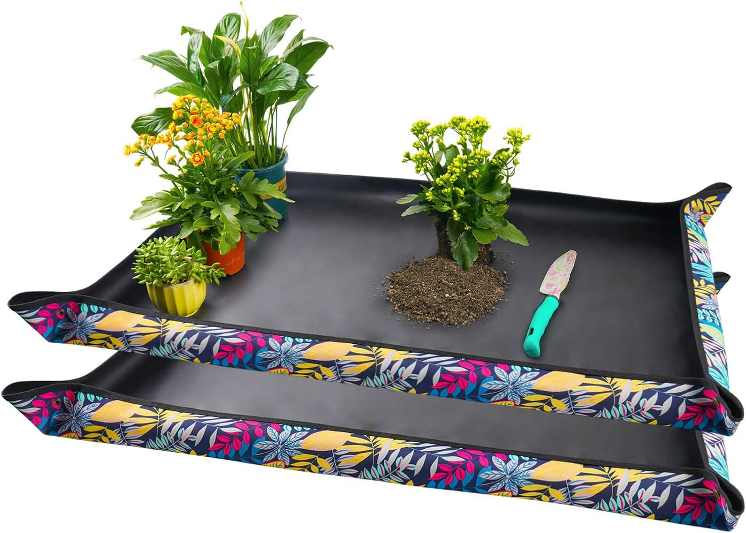Repotting Mat for Indoor Plant Transplanting Control Mess, 26.8"X26.8" Waterproof Succulent Potting Mat Square Planting Tray Soil Change Mat Gardening Gifts for Plant Lovers
