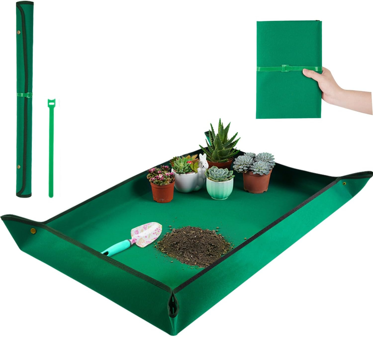 Repotting Mat for Indoor Plant Transplanting Control Mess, 26.8"X26.8" Waterproof Succulent Potting Mat Square Planting Tray Soil Change Mat Gardening Gifts for Plant Lovers