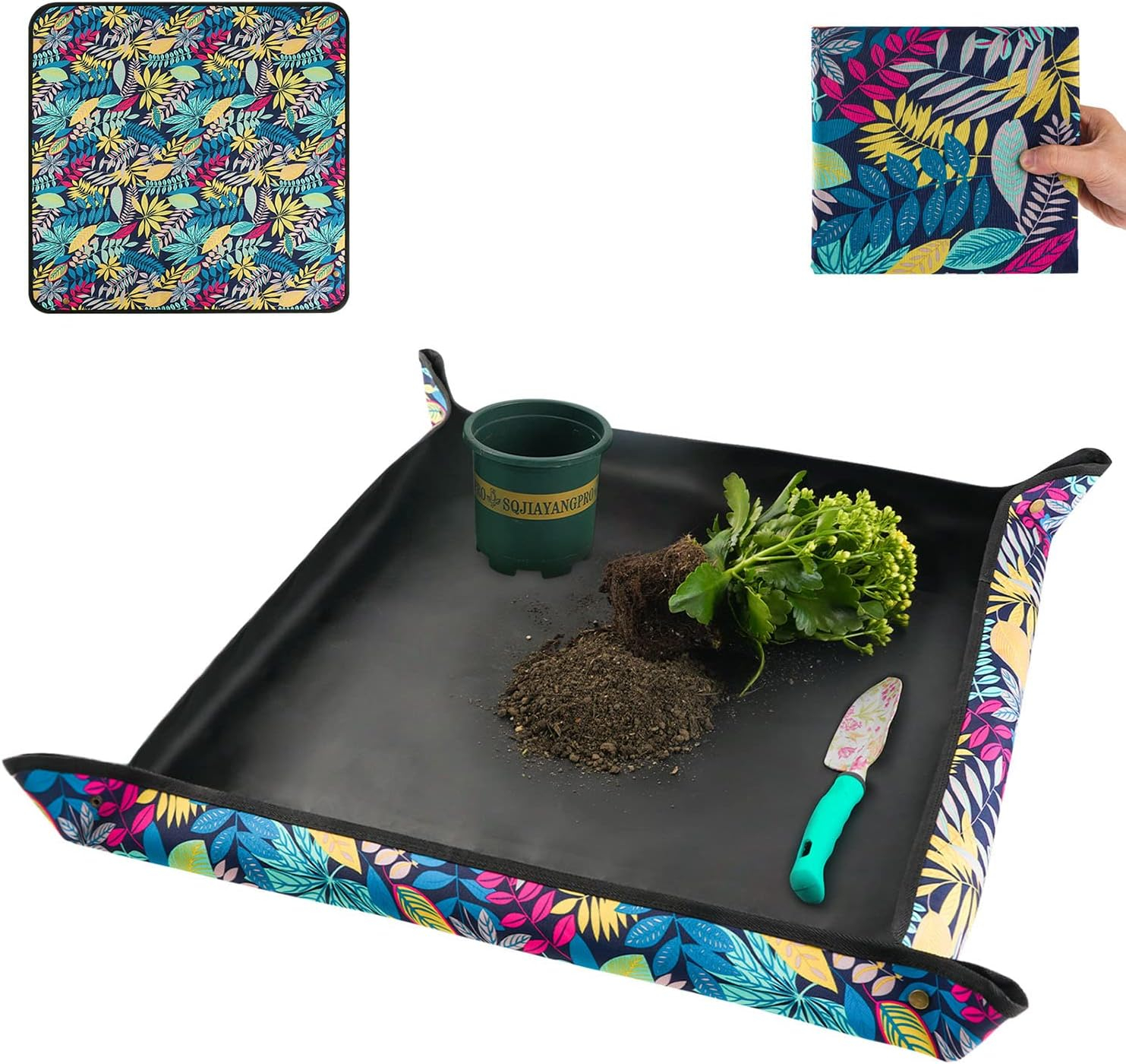 Repotting Mat for Indoor Plant Transplanting Control Mess, 26.8"X26.8" Waterproof Succulent Potting Mat Square Planting Tray Soil Change Mat Gardening Gifts for Plant Lovers