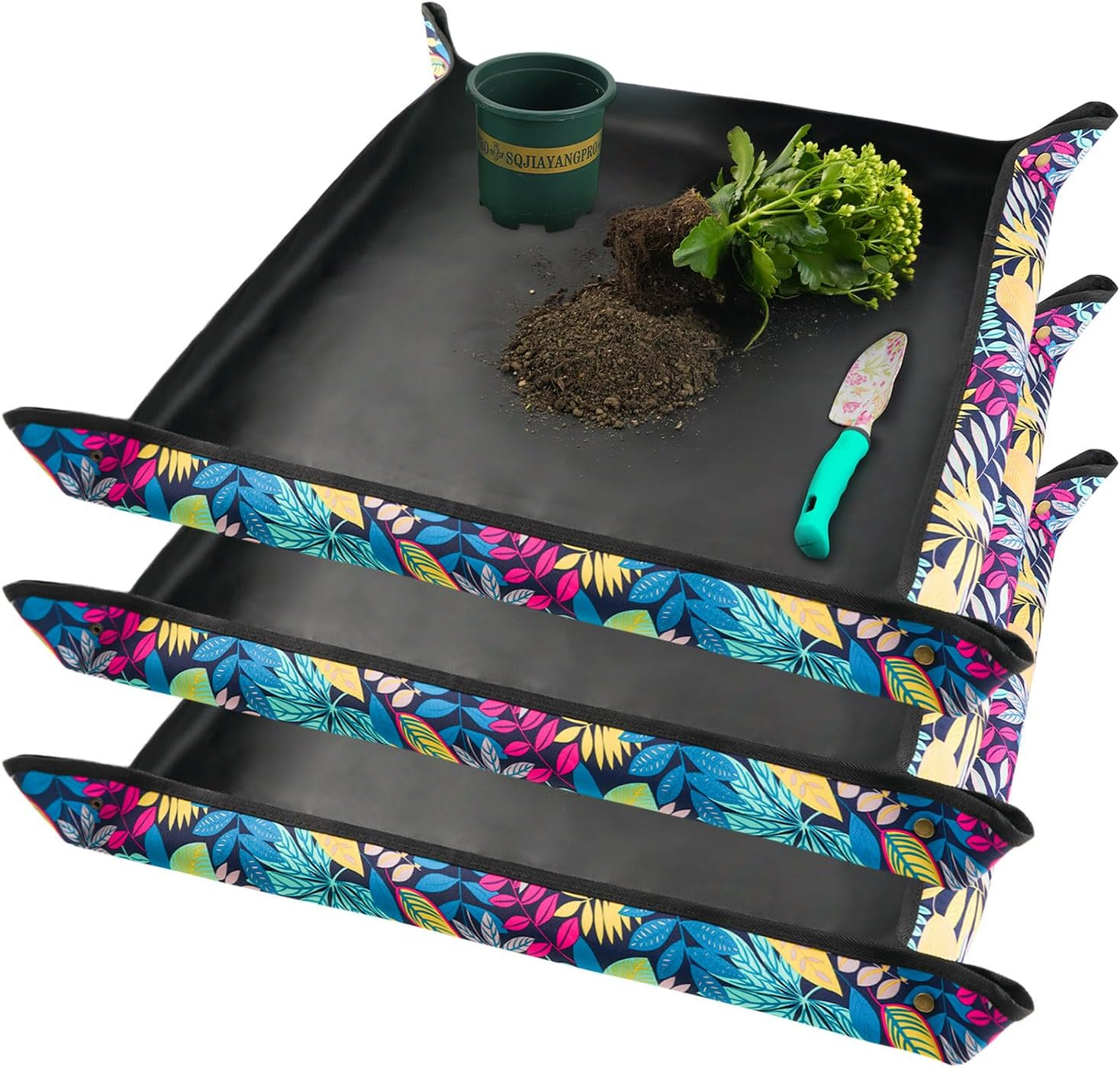 Repotting Mat for Indoor Plant Transplanting Control Mess, 26.8"X26.8" Waterproof Succulent Potting Mat Square Planting Tray Soil Change Mat Gardening Gifts for Plant Lovers