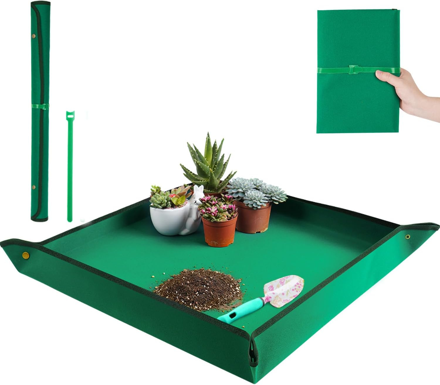 Repotting Mat for Indoor Plant Transplanting Control Mess, 26.8"X26.8" Waterproof Succulent Potting Mat Square Planting Tray Soil Change Mat Gardening Gifts for Plant Lovers
