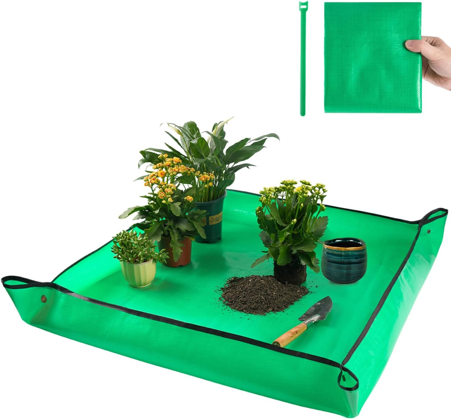 Repotting Mat for Indoor Plant Transplanting Control Mess, 26.8"X26.8" Waterproof Succulent Potting Mat Square Planting Tray Soil Change Mat Gardening Gifts for Plant Lovers
