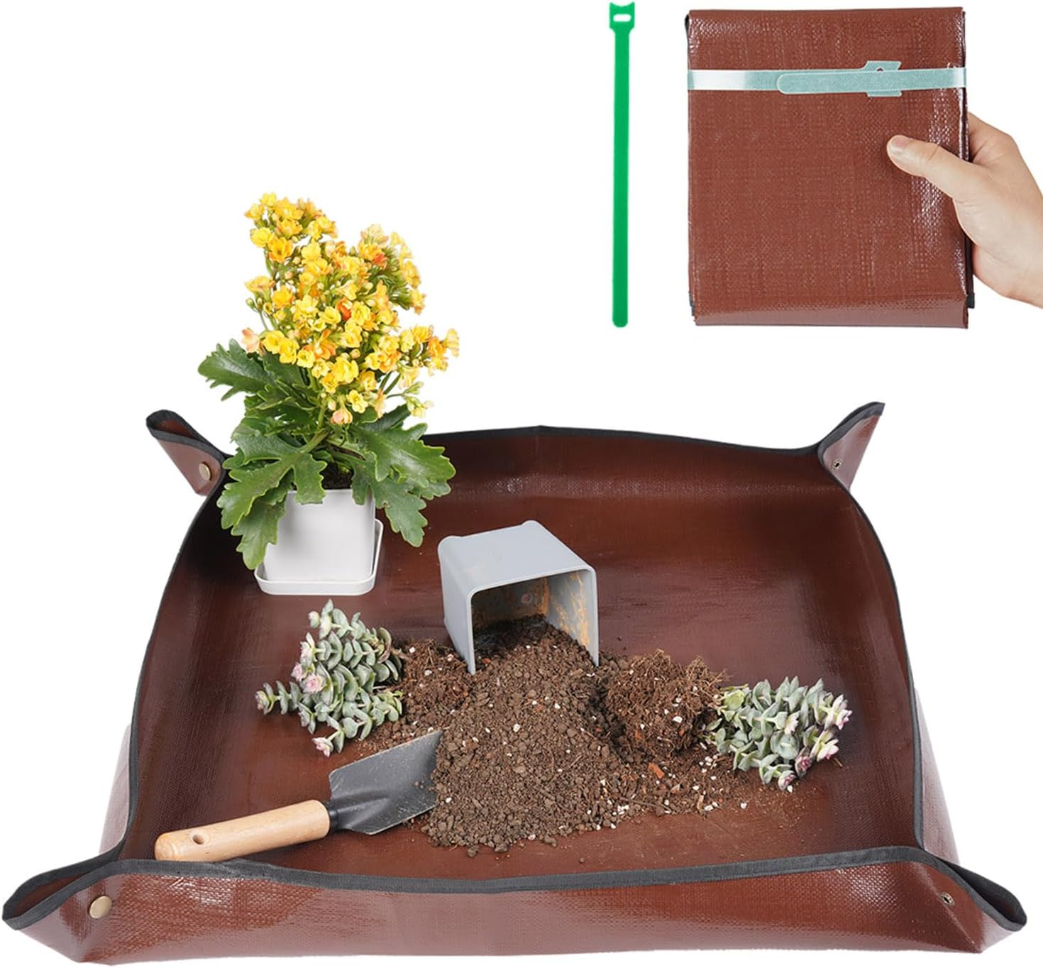 Repotting Mat for Indoor Plant Transplanting Control Mess, 26.8"X26.8" Waterproof Succulent Potting Mat Square Planting Tray Soil Change Mat Gardening Gifts for Plant Lovers