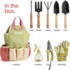 Gardening Tools Set of 10 - Complete Heavy Duty Garden Tools Set with Fashion Handbag - Durable Gardening Supplies Kit Ideal Garden Gifts for Women