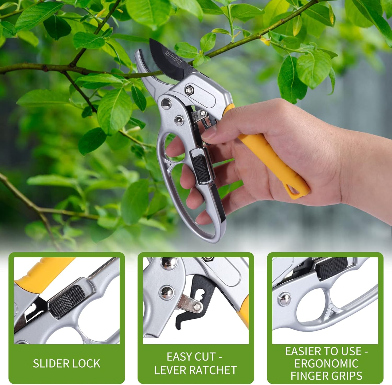 Premium Germany Pruning Shears, Work 3 Times Easier, Pruners Heady Duty, Sharp Garden Clippers Cut Fresh Flower, Hedge, Herb, Indoor Plants, Gardening Tools Scissors, Arthritis Weak Hand Snips