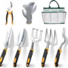 Garden Tools, 8 Piece Heavy Duty Gardening Tools Set with Non-Slip Rubber Grip, Stainless Steel Garden Tool, Gifts for Kids, Women, Husbands, and Parents