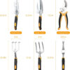 Garden Tools, 8 Piece Heavy Duty Gardening Tools Set with Non-Slip Rubber Grip, Stainless Steel Garden Tool, Gifts for Kids, Women, Husbands, and Parents