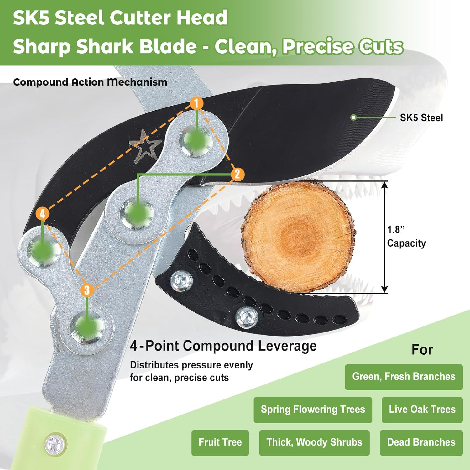 Extendable Loopers for Tree Trimming, 24-42'' Heavy Duty Thick Branches Cutter Lopping Shears with SK5 Steel Blade, Pruning Shear with 1.8” Cut Capacity, Loppers with Compound Action for Gardening