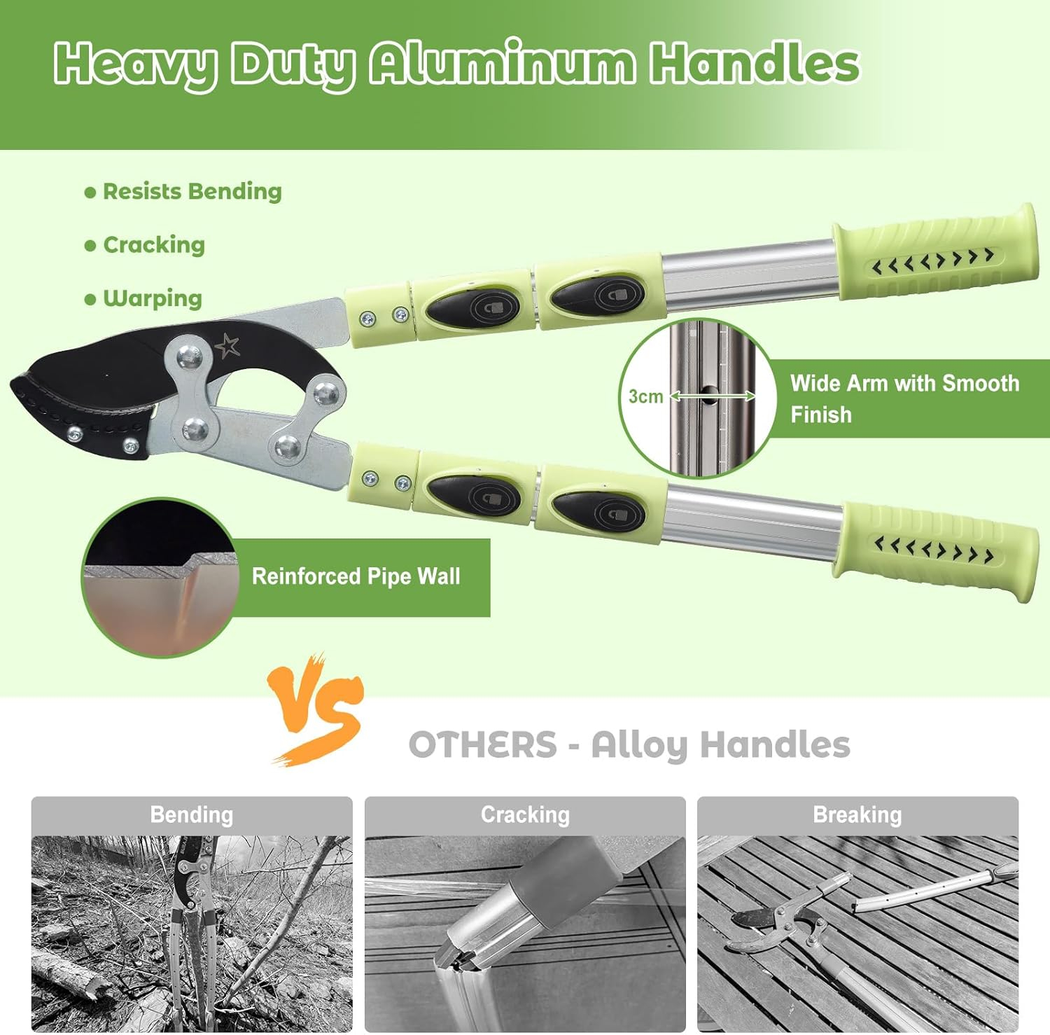 Extendable Loopers for Tree Trimming, 24-42'' Heavy Duty Thick Branches Cutter Lopping Shears with SK5 Steel Blade, Pruning Shear with 1.8” Cut Capacity, Loppers with Compound Action for Gardening