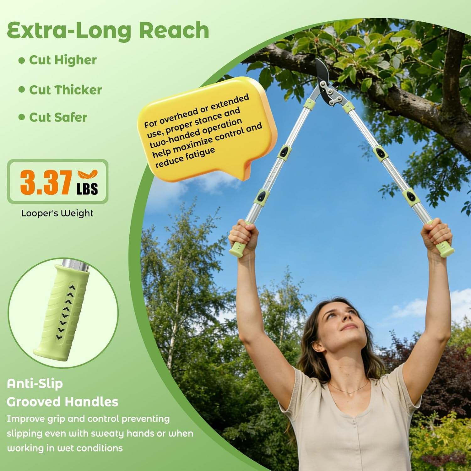 Extendable Loopers for Tree Trimming, 24-42'' Heavy Duty Thick Branches Cutter Lopping Shears with SK5 Steel Blade, Pruning Shear with 1.8” Cut Capacity, Loppers with Compound Action for Gardening